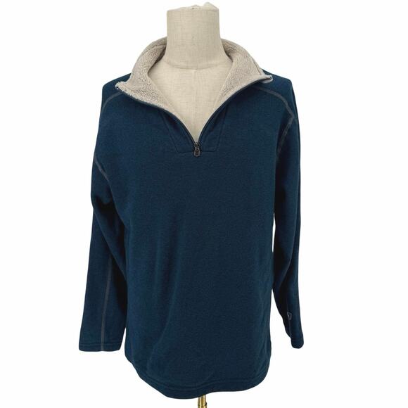 KUHL Navy Blue Quarter Zip Fleece Jacket Men XL Gorpcore Hiking Outdoors Casual - Picture 8 of 10